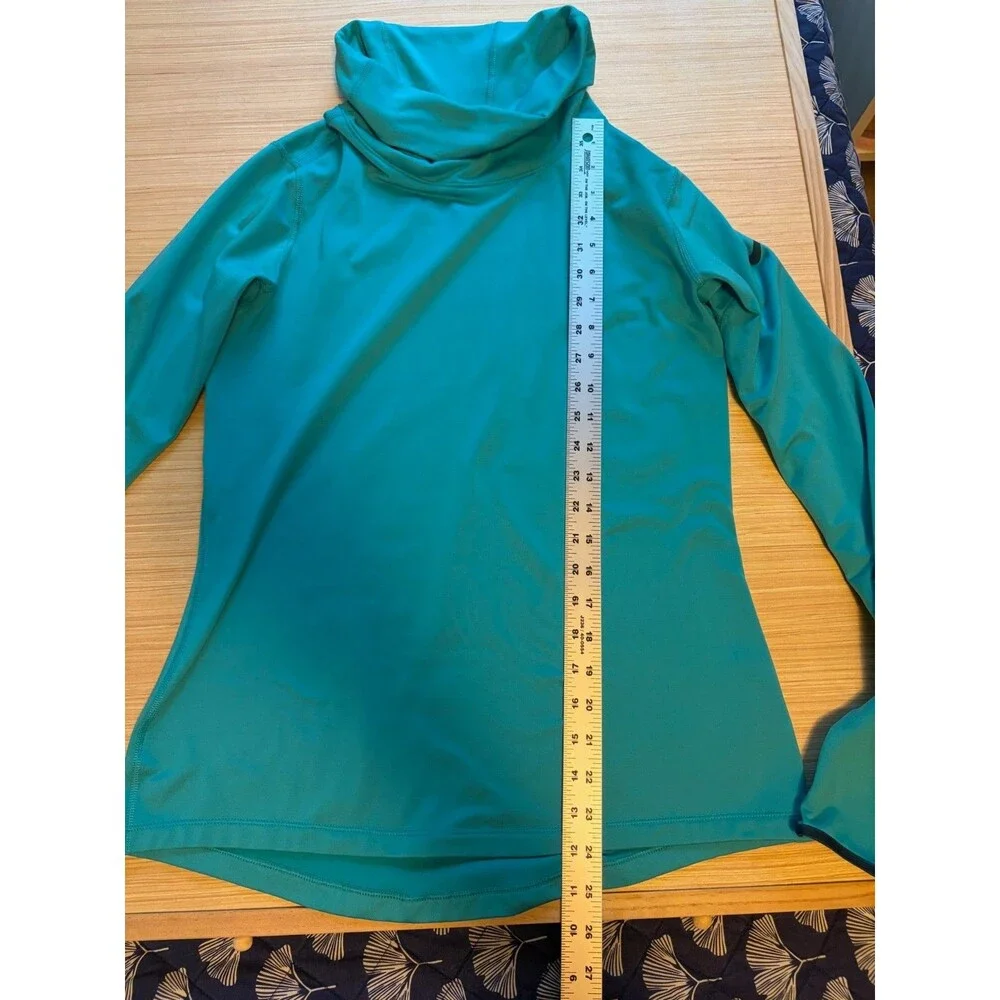 Nike Pro Dri-FIT Womens L Teal Cowl Neck Long Sleeve Thumbhole Running Top